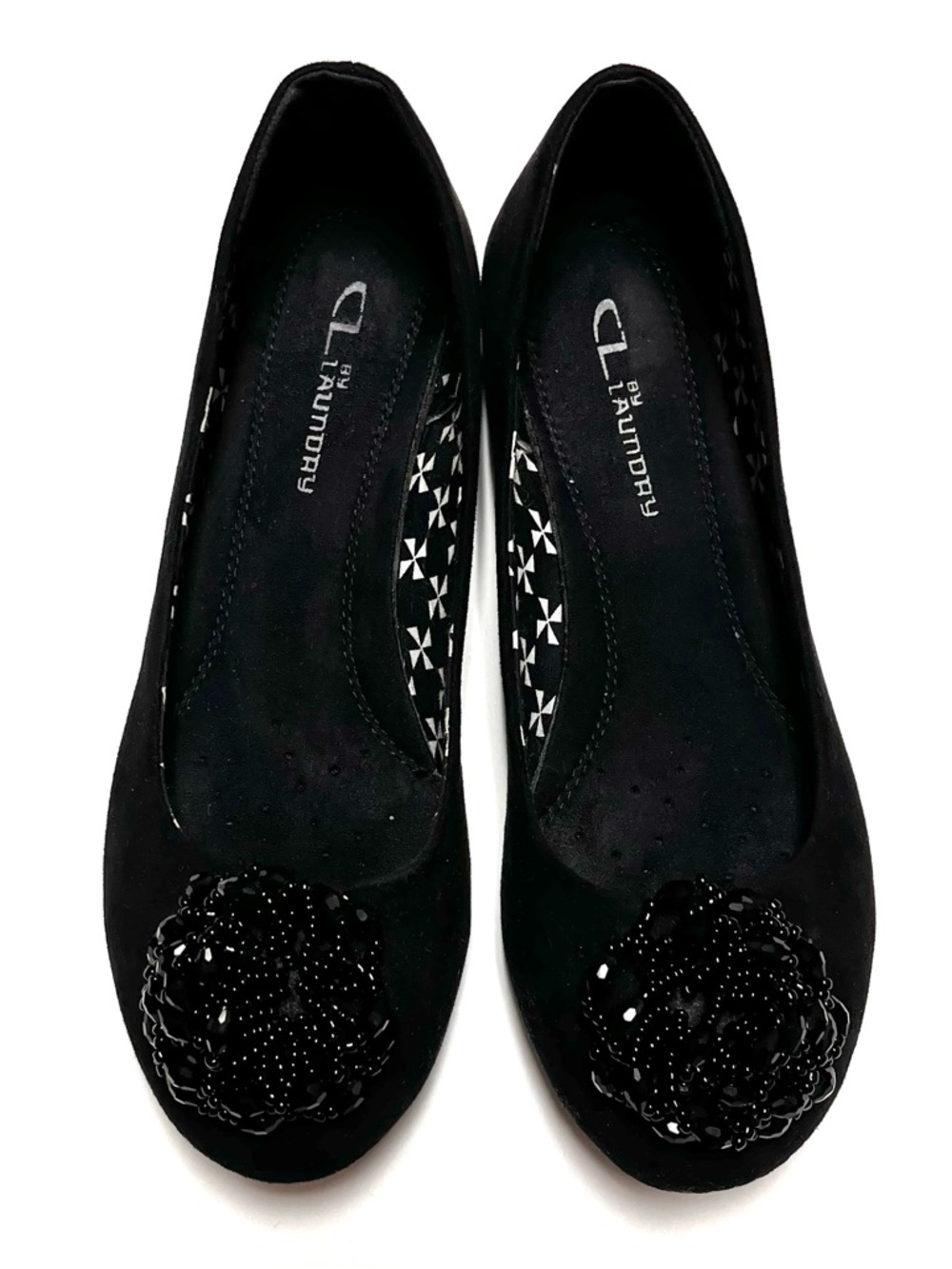Chinese Laundry Beaded Rosette Ballet Flats Comfort Trendy Size 6.5 Black - Picture 9 of 9